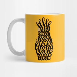 Aloha Pineapple Graphic Hand Lettered Illustration Mug